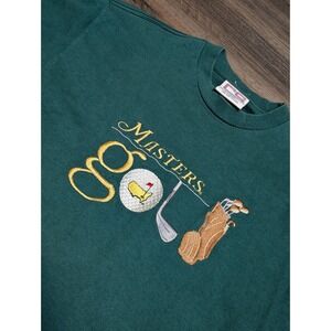 Vintage CRABLE SPORTSWEAR Masters Golf Embroidered Green T Shirt Mens Large